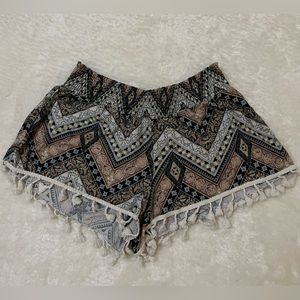 No comment NY LA floral print wide waist Elastic band short shorts.